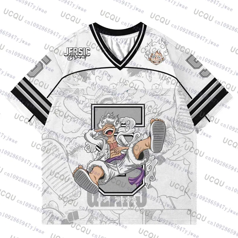 Color: black, Size: M - 2025 Japanese Anime Football Jersey One Piece Luffy Men/Women Oversize Summer Quick Dry Sport Breathable Bandai Cosplay Tshirt