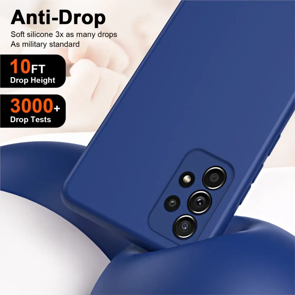 Color: Dark Blue, Material: Vinyl - Solid Silicone Protect Case For Samsung Galaxy A13 A23 A33 A53 A73 A12 A22 A32 A52 A52S A72 A04 A04S A14 A24 4G A34 A54 Cover