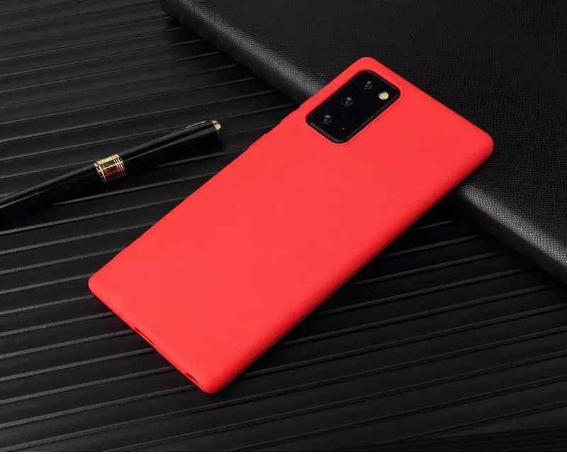 Color: Red, Material: EVA - Matte Case For Samsung Galaxy A51 A71 S20 Ultra S10 Plus A01 A31 A81 A91 A10 A20 A30 A40 A50 A70 Solid Color Silicone Cover