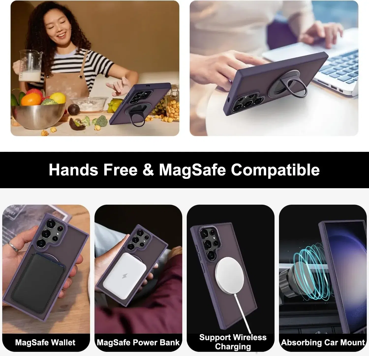 Material: EVA, Color: Blue - Luxury Magsafe Wireless Charging Case for Samsung S24 S23 S22 Ultra Plus Case Skin Feel Magnetic Shockproof S23 FE Cover