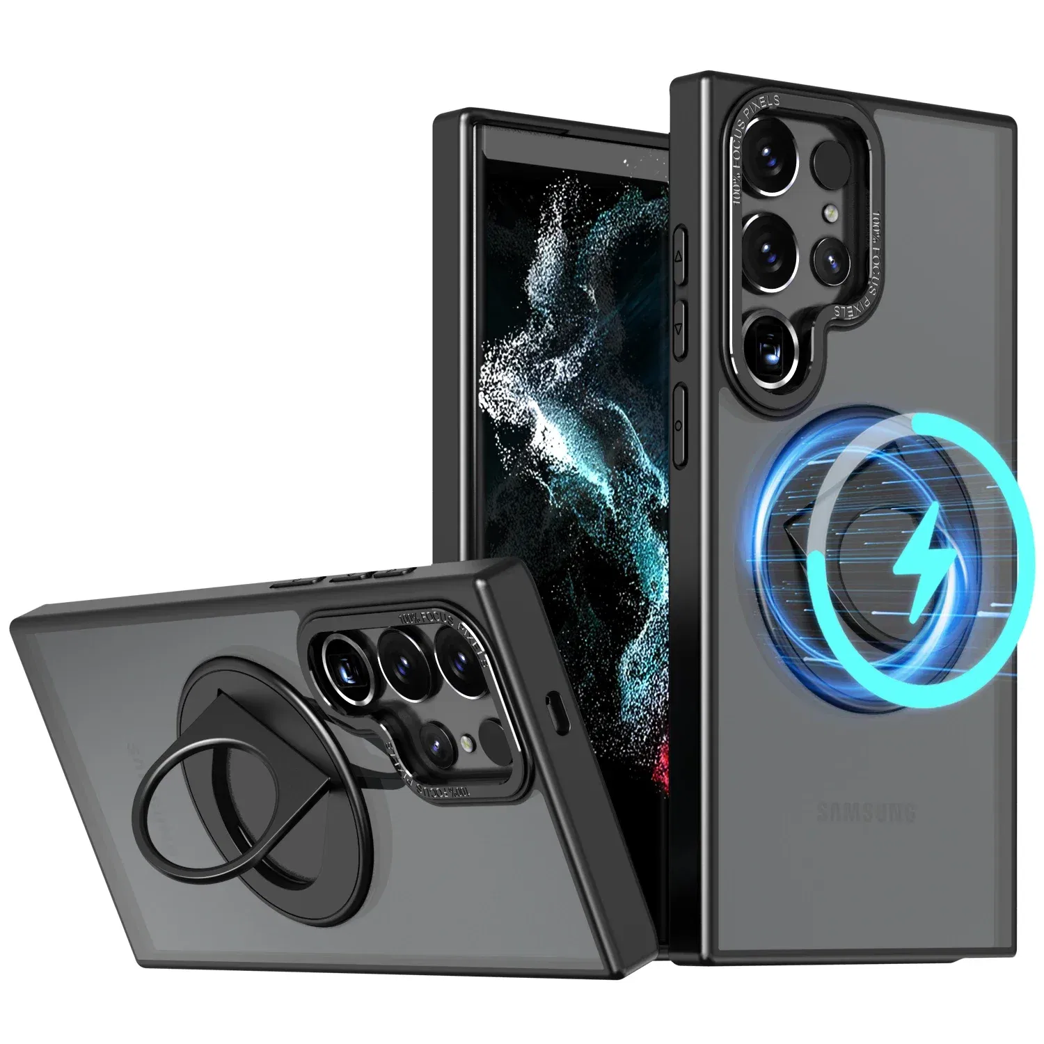 Material: EVA, Color: Blue - Luxury Magsafe Wireless Charging Case for Samsung S24 S23 S22 Ultra Plus Case Skin Feel Magnetic Shockproof S23 FE Cover
