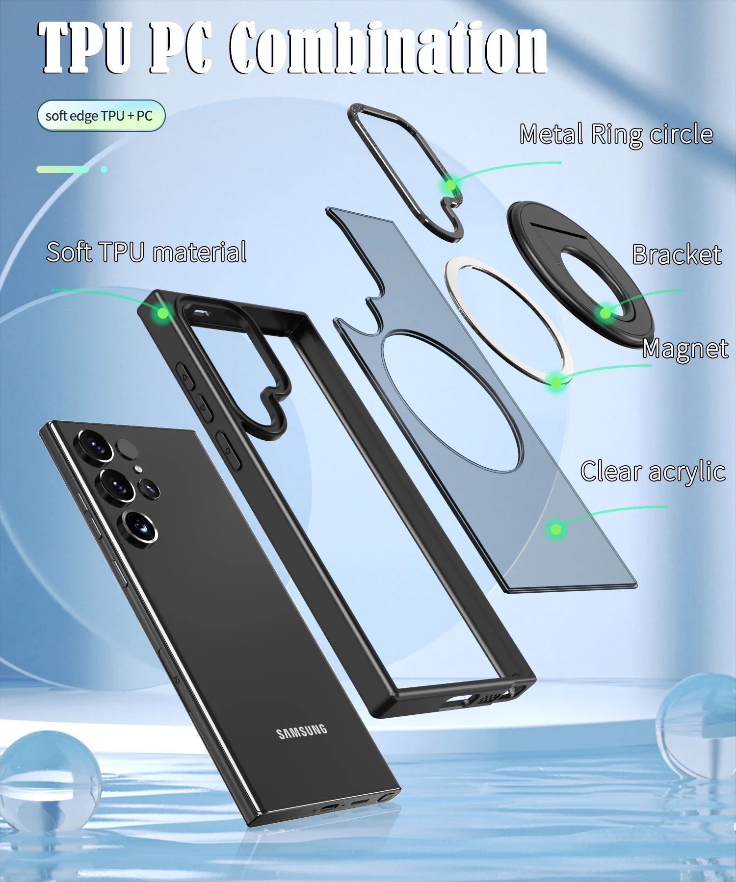 Material: EVA, Color: Blue - Luxury Magsafe Wireless Charging Case for Samsung S24 S23 S22 Ultra Plus Case Skin Feel Magnetic Shockproof S23 FE Cover