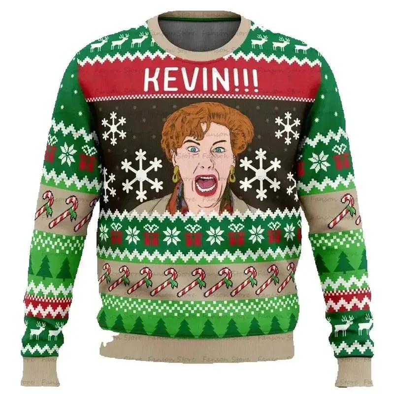 Color: GRAY, Size: XL, Ships From: CHINA - Merry Christmas alone at home Ugly Christmas sweater cartoon animation Men's pullover 2026 fashionable couple shirts Sweatshirt