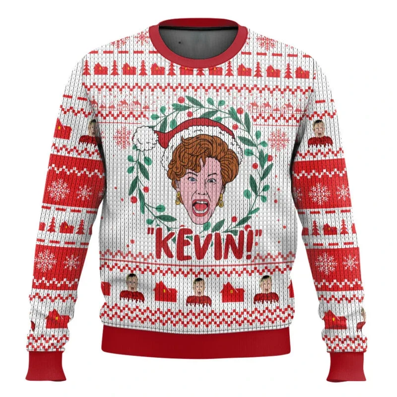 Color: GRAY, Size: XL, Ships From: CHINA - Merry Christmas alone at home Ugly Christmas sweater cartoon animation Men's pullover 2026 fashionable couple shirts Sweatshirt