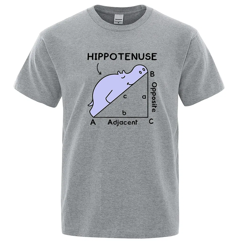 Color: GRAY, Size: XL - Hippotenuse Opposite Adjacent Funny Printed Men Women T Shirts Trigonometric Functions Cotton Short Sleeve Streetwear T-shirt