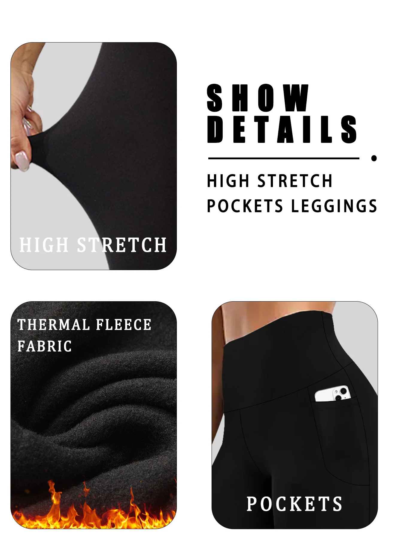 Color: Brown, Size: XL - Womens Thermal Fleece Lined High Waisted with pockets Leggings, Workout Winter Warm Thick Tights Soft Yoga Running Pants