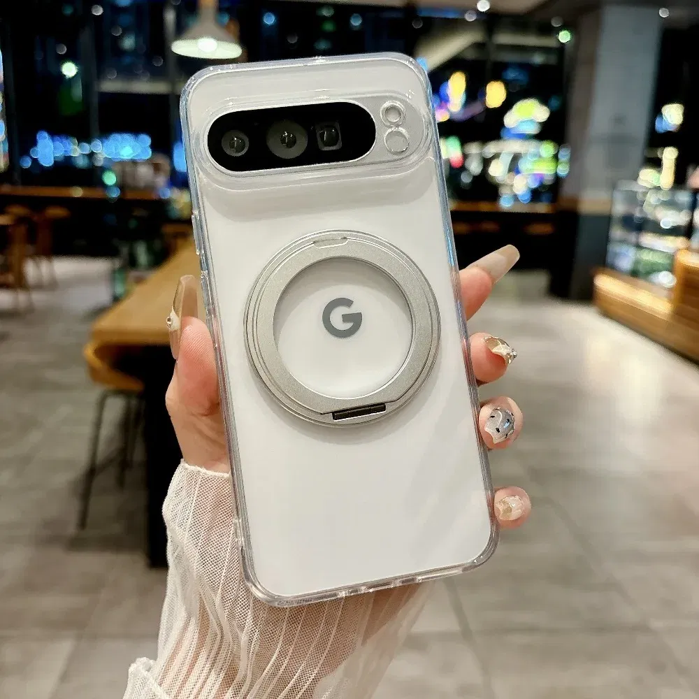 Color: black, Compatibility by Model: Google Pixel 7a - for Magsafe Matte Rotating Bracket Case for Google Pixel 10 9 Pro XL 8 7 6 9A 8A 7A 6A Holder Stand Transparent Shockproof Cover