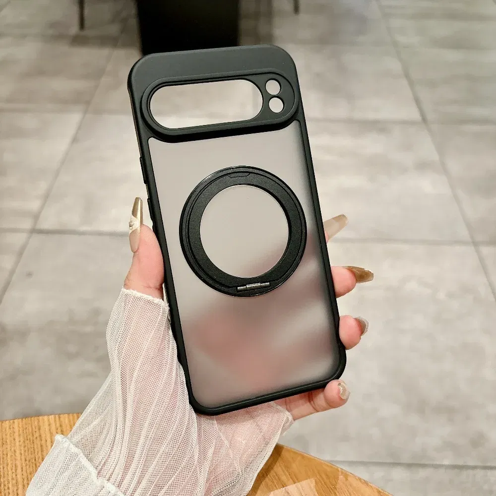 Color: black, Compatibility by Model: Google Pixel 7a - for Magsafe Matte Rotating Bracket Case for Google Pixel 10 9 Pro XL 8 7 6 9A 8A 7A 6A Holder Stand Transparent Shockproof Cover