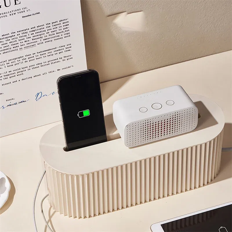 Color: light green - Nordic Plug Board Storage Box Cable Wire Organizer Case Socket Wireless WiFi Router Bracelet Desktop Data Line Plug Holder Shelf