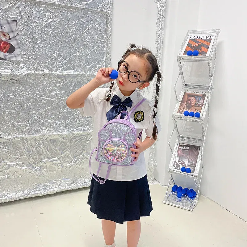 Color: Gold - New Cute Children's Bag Fashion Sequin Kindergarten Backpacks for Baby Girls Cartoon Casual Schoolbag Princess Bag Girls Gifts