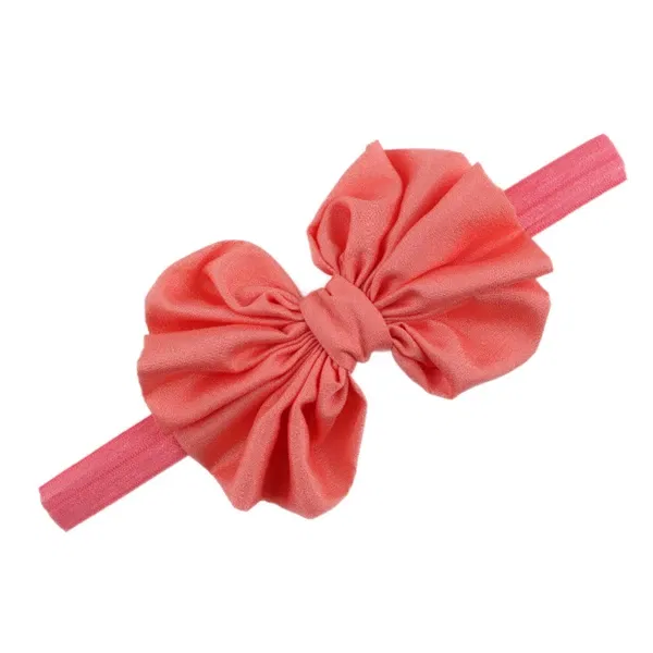 Color: Watermelon red - Baby girls hair bow flower Headband  Kids Girls Bowknot Elastic Hair Band Headwear Newborn Head Band children hair Accessories