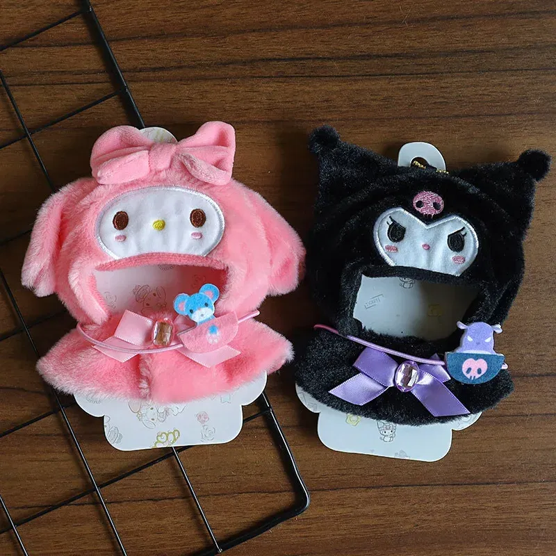 Color: Navy Blue - Labubu Sanrio Cape Skirt Suit Sitting Party Hello Kitty Kuromi Clothes Monsters Vinyl Labubu Outfit Clothing Hat Accessory Gift