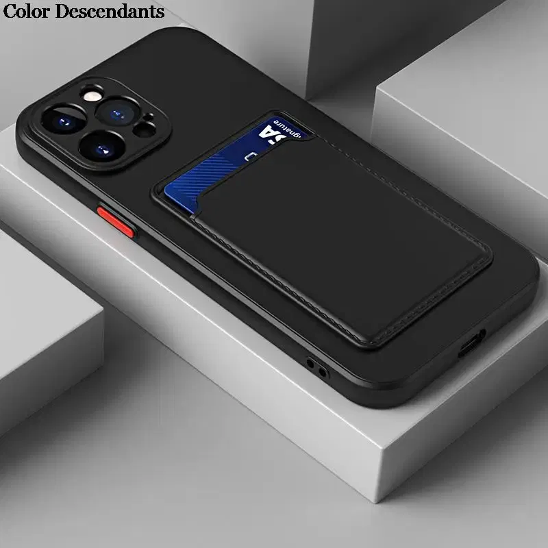 Color: Beige, Material: Other - Card Holder Wallet Case For Samsung Galaxy A32 A53 A33 A13 A52 5G Case on A72 A22 A12 A51 A71 Shockproof Liquid Silicone Cover