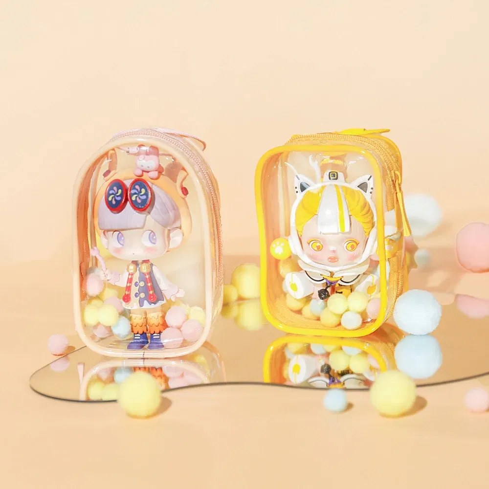 Color: plum - 1PC Thicken Transparent Mystery Box Storage Case Keychain Bag Storage Pouch Organizer Box Classic Doll Bag Keychain Wallet