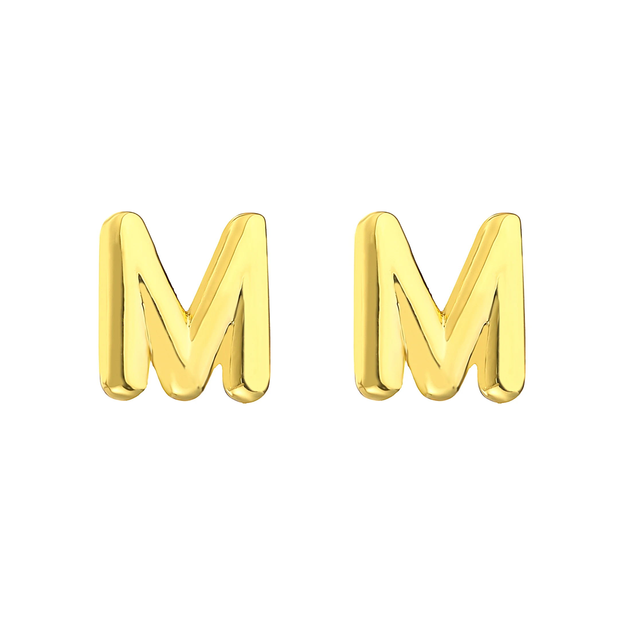 Metal Color: Light Yellow Gold Color, Ships From: CHINA, Main Stone Color: Champagne - HECHENG,Initial Letter Earring For Women Men  A-Z 26 Letters Stud Earrings,Brass 18K Plated ear stud Jewelry
