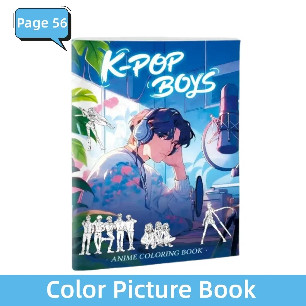 Color: light yellow - KPop Demon Hunter Coloring Books Anime Cartoon Line Drawing Children's Sketch Picture Book Kid's Birthday Gift / Christmas Gift