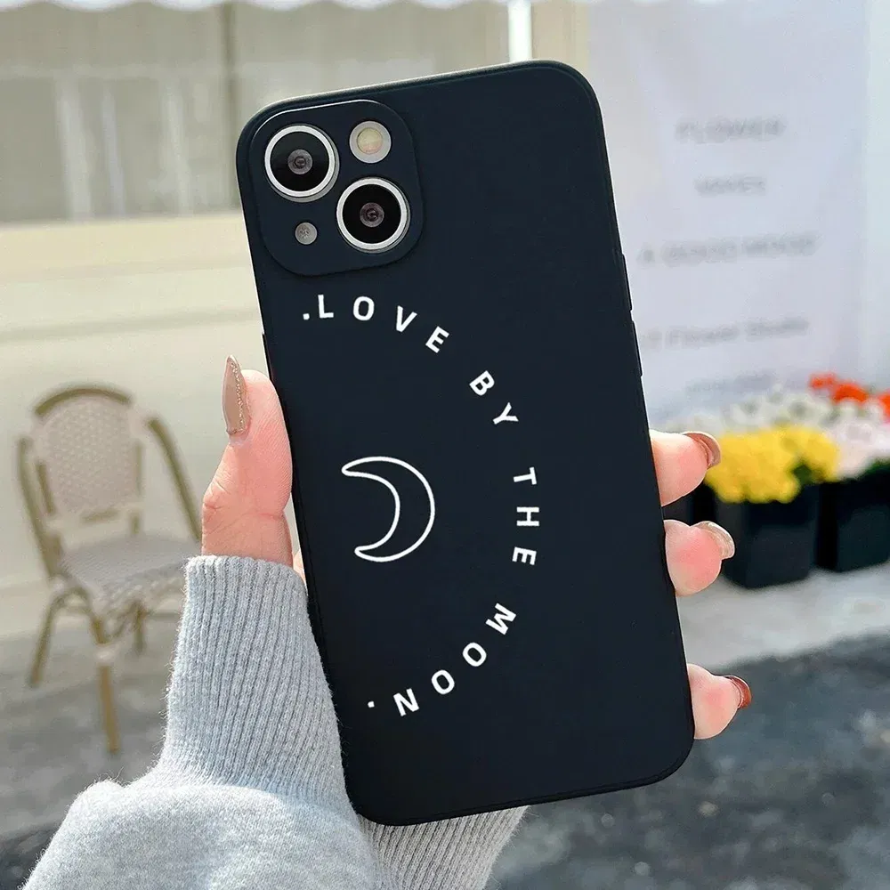 Color: black, Material: tpu - Couple Black and White Love Sun Moon Case For Samsung Galaxy S10 S20 S21 S22 S23 S24 FE Plus Ultra Note 20 Silicone Phone Case