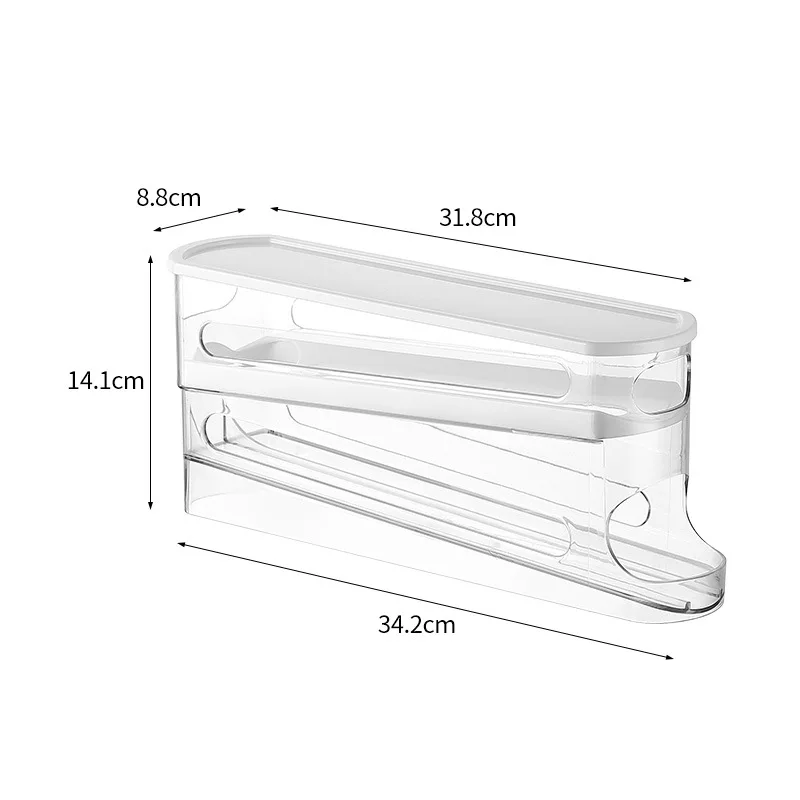 Color: Clear - Bilayer Fridge Egg Storage Box Automatic Rolling Eggs Holder Rack Ladder Style Refrigerator Eggs Dispenser Egg Organizers Holder