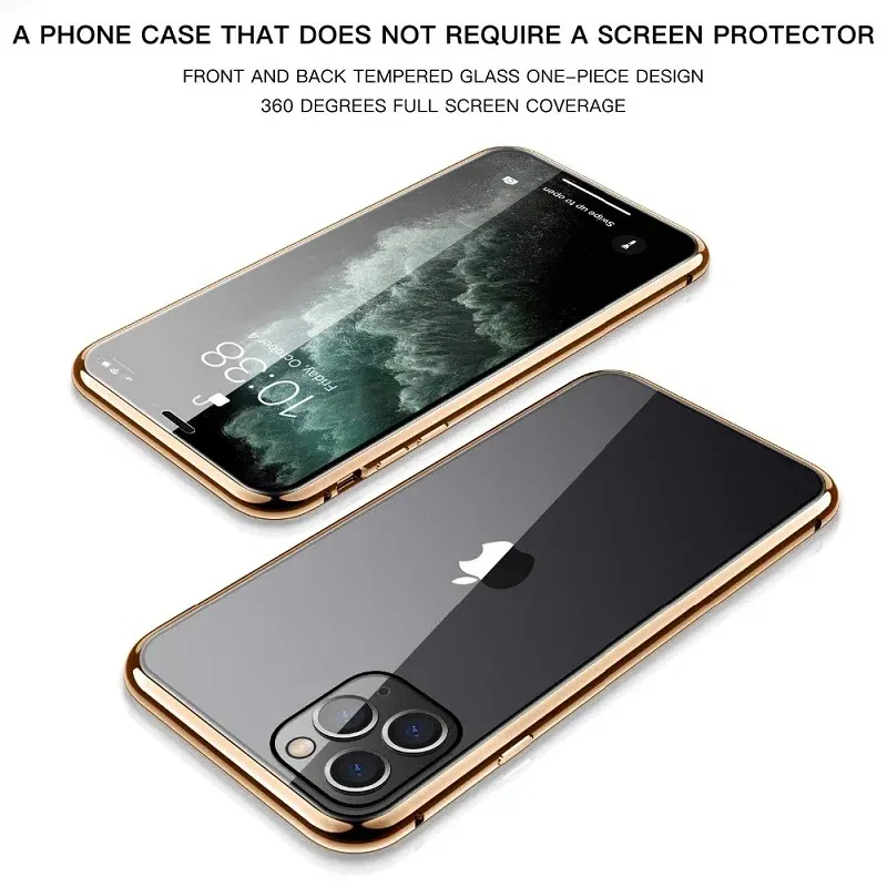 Color: Green, Material: Wood - Magnetic Metal Case For iPhone 15 14 13 12 11 Pro 14Pro Max XS X XR 7 8 14Plus 12 Mini SE 2020 Double Sided Tempered Glass Cover