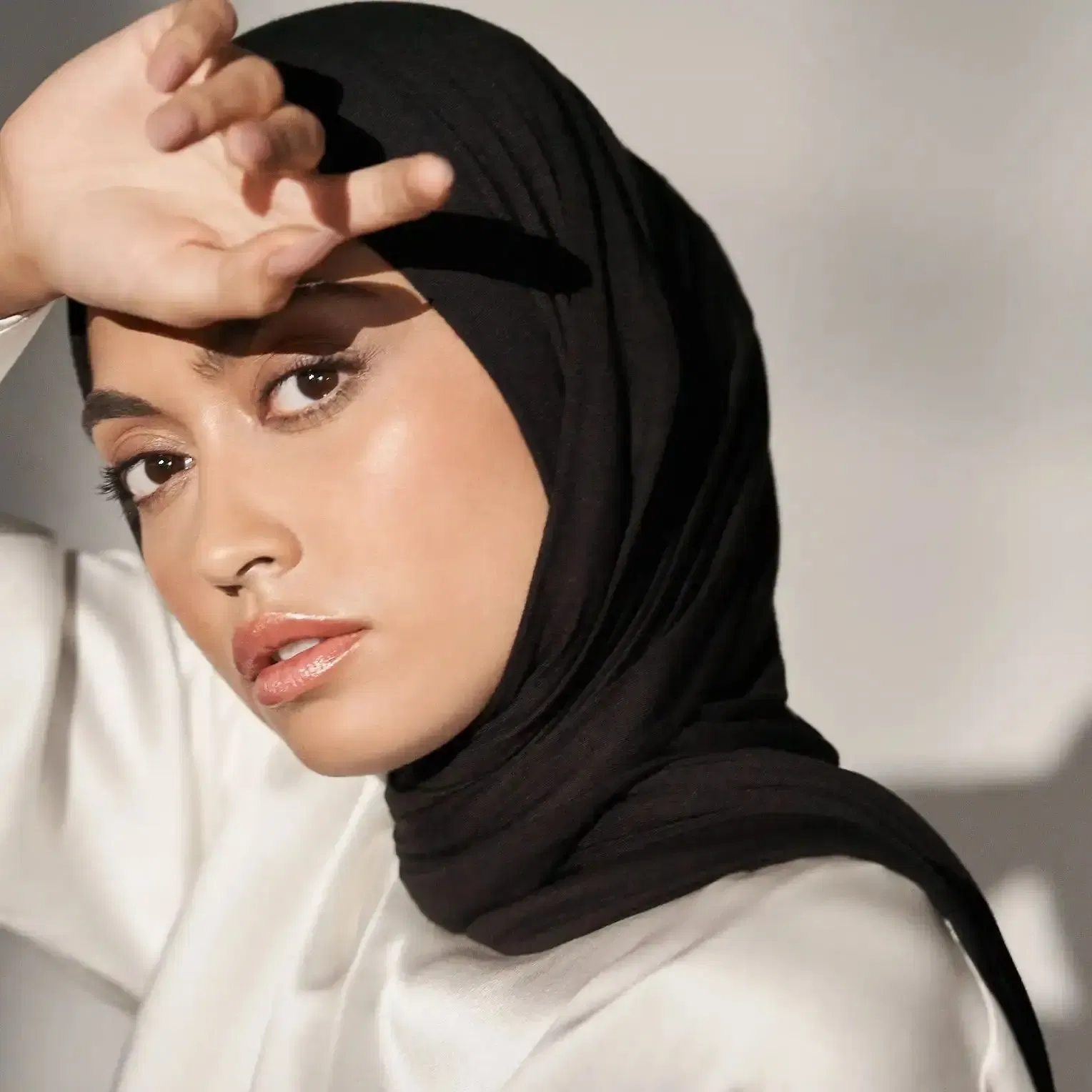 Color: GRAY - 29Colors Cheap Jersey Hijab Scarf Solid Muslim Long Scarves Turban Shawl Elastic Cotton Arab Headscarf Head Wraps Saudi Hijabs