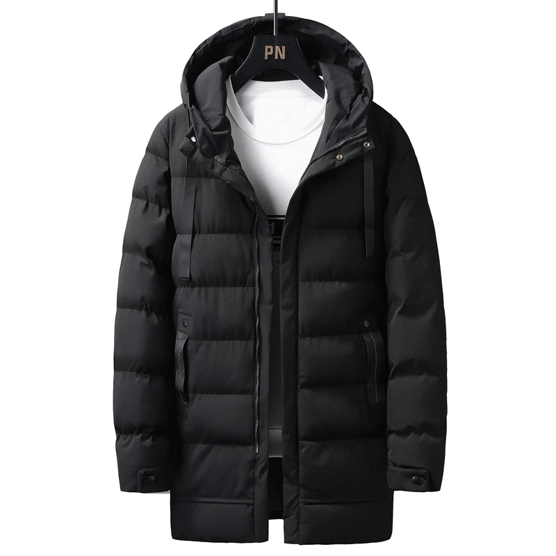 Color: black, Size: 4XL - 7xl Plus Size Padded Parkas Men Thick Warm Coats Solid Warm Cotton Long Coats Windbreaker Winter Outerwear 6xl Thermal Jacket