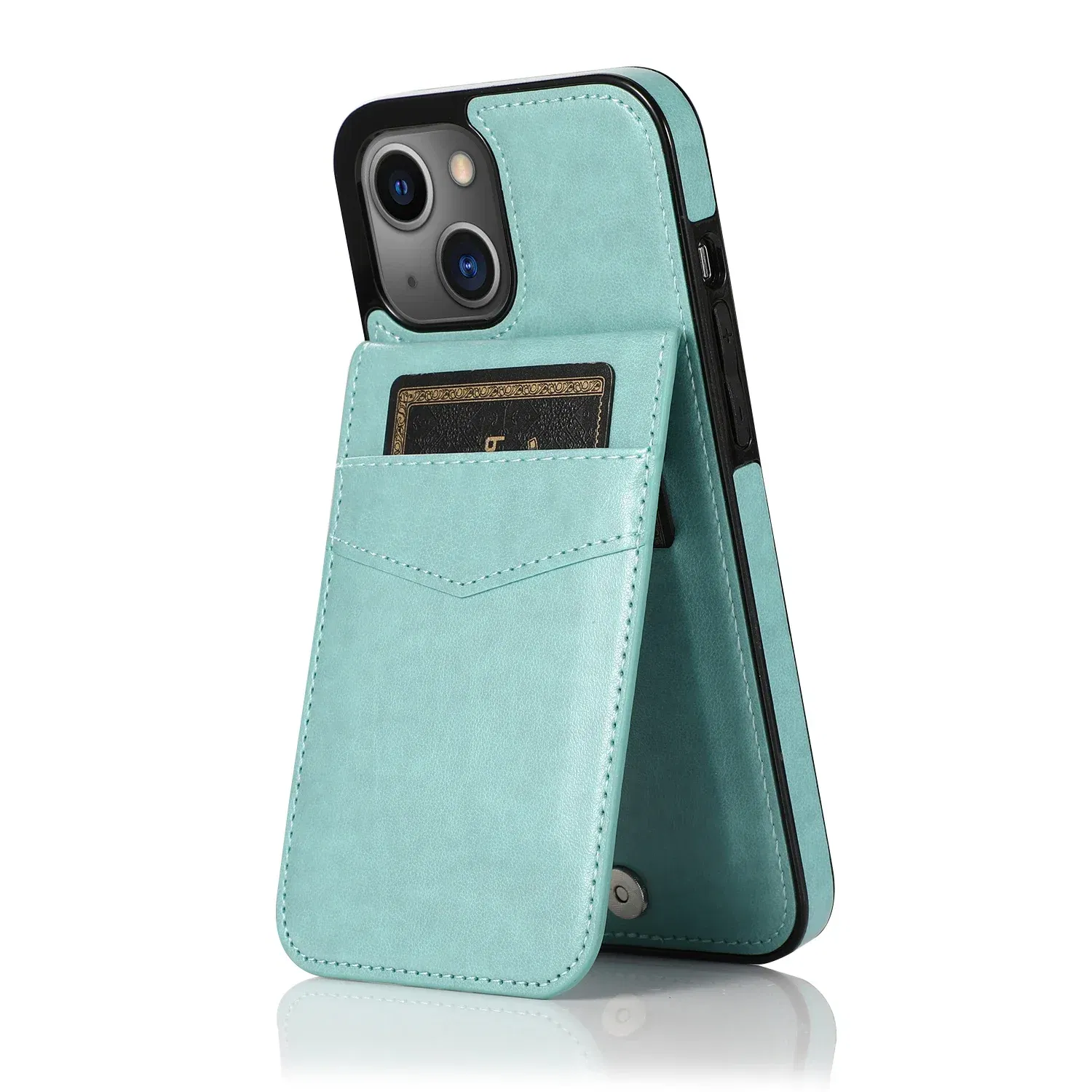 Color: SKY BLUE, Material: Microfiber - Faux Leather Wallet Kickstand Phone Case for IPhone 13 12 Mini 16E 16 15 14 11 Pro Max X XR XS 7 8 Plus Case with Credit Card