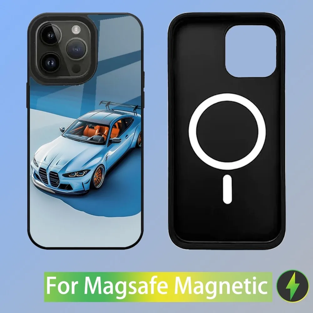 Color: Clear, Material: Microfiber - Cool Sport Car B-BMW Phone Case For iPhone 16,15,14,13,12,11,Plus,Pro,Max Mini Magsafe Magnetic Wireless Charging