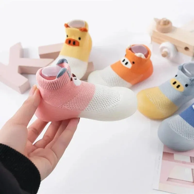 Shoe Size: 1, Color: Blue - Cute Piggy Children's Shoes Men's and Women's Baby Soft Bottom Breathable Footwear Toddler Sandals Cotton Baby Socks Shoes