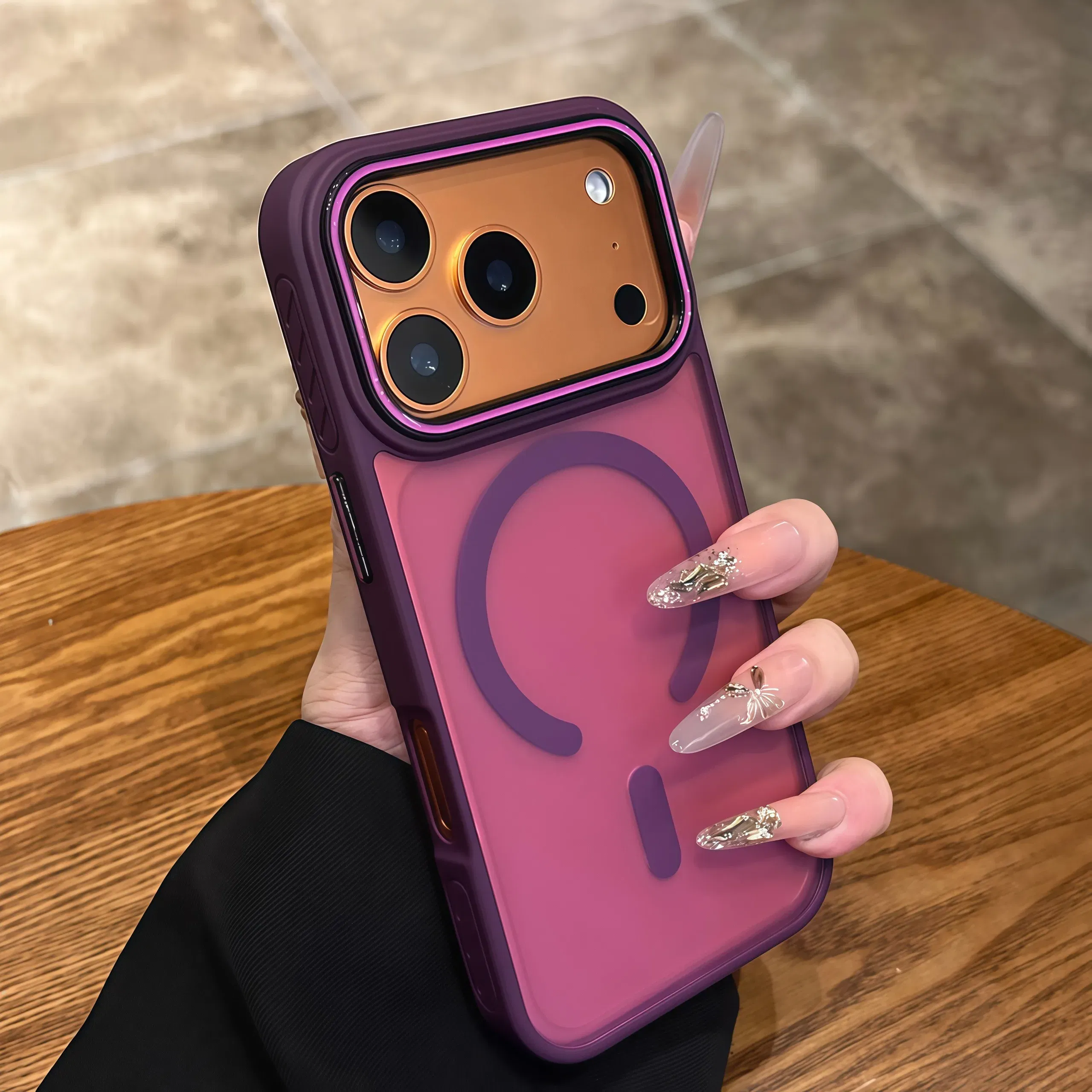 Color: PURPLE, Compatibility by Model: iPhone 15 Pro - Wireless Charging Matte Magnetic Case for iPhone 17 16 ProMax 15 14 Plus 13 12 11 17 Air Anti Fall Bumper Translucent TPU Cover