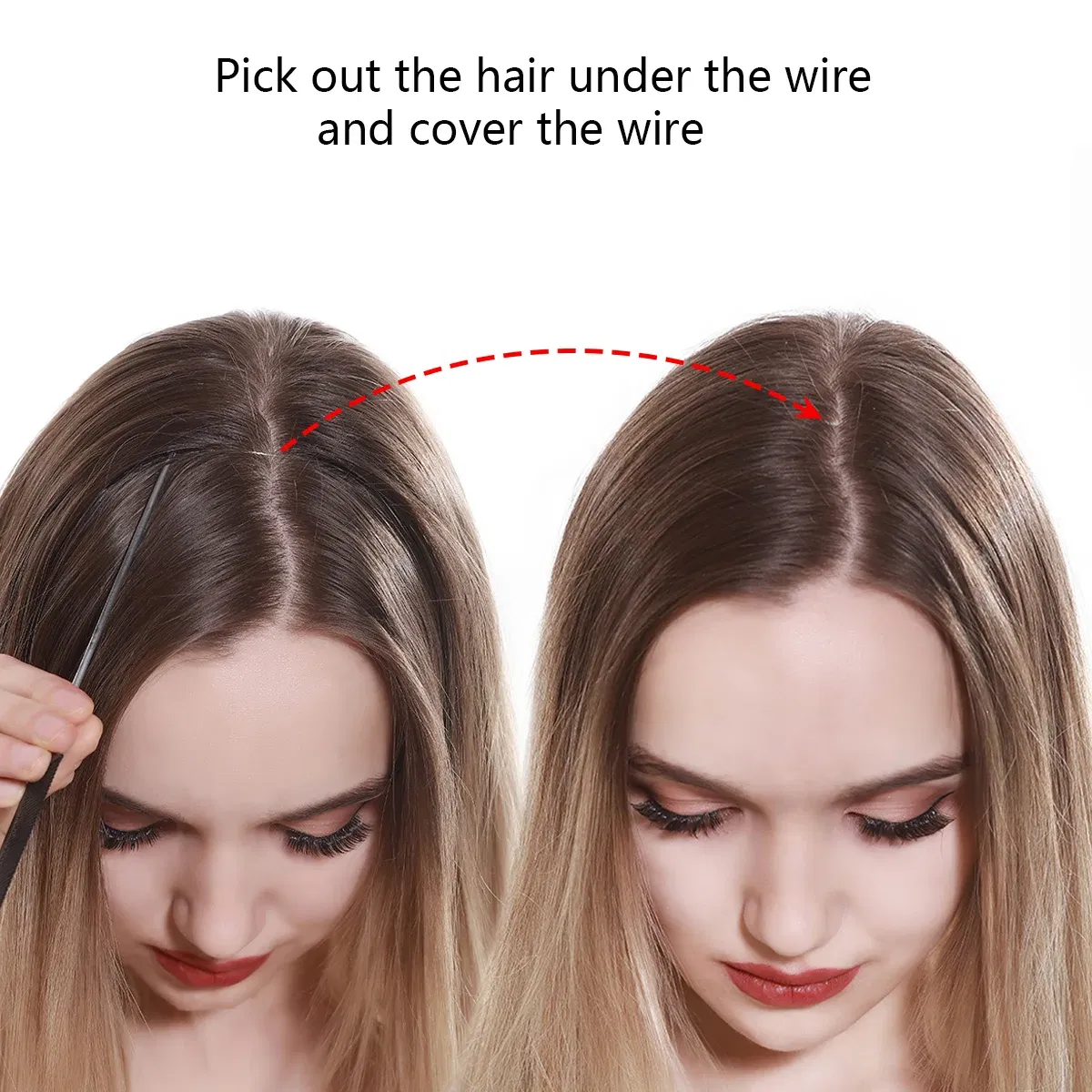 Color: T27/30/4, Stretched Length: 16inches - Synthetic No Clip Wave Hair Extensions Ombre Natural Black Blonde Pink One Piece False Hairpiece Fish Line Fake Hair Piece