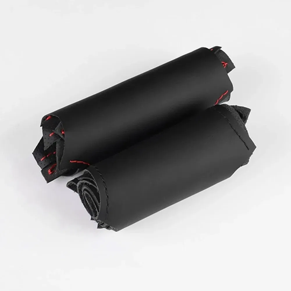 Color Name: black - Full Black Leather Car Steering Wheel Braid Soft Leather Cover For BMW E81 E90 Pack M Sport M3 E91 E92 E93 E87 E82 E88 X1 E84