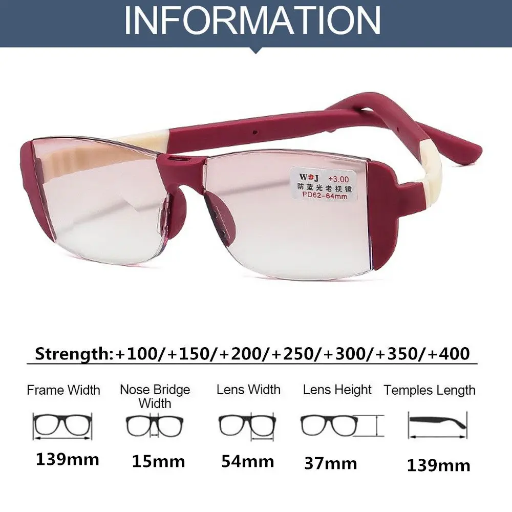 Frame Color: green, Eye Prescription: +350 - Fashion Anti-Blue Light Reading Glasses Urltra-Light Eye Protection Men Women Elegant Comfortable Eyeglasses Unisex Glasses