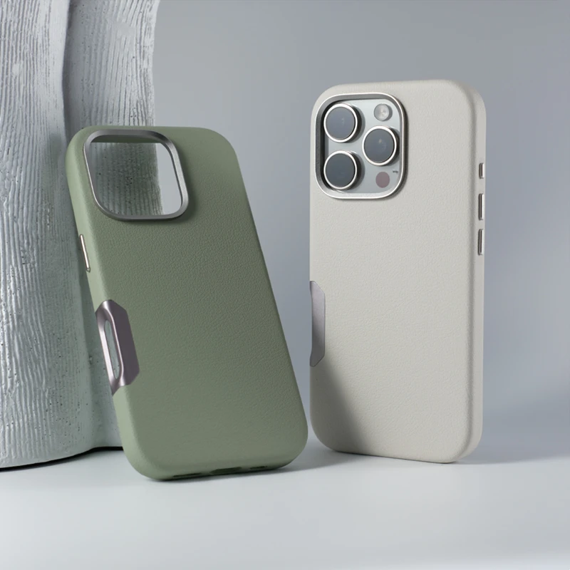 Alloy Lens Protective Wireless Charging MagSafe Phone Case For iPhone 16 Pro 16pro max 16plus Simple Solid Color Leather Cover