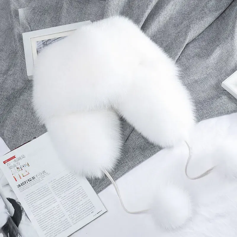 Color: green, Hat Size: One Size - Real Fur 100% Fox Skin Russian Businessmen Pilot Bombers Full Mao Men's hat Ushanka Winter Ear Guard Hat Raccoon Fur Beanie hat