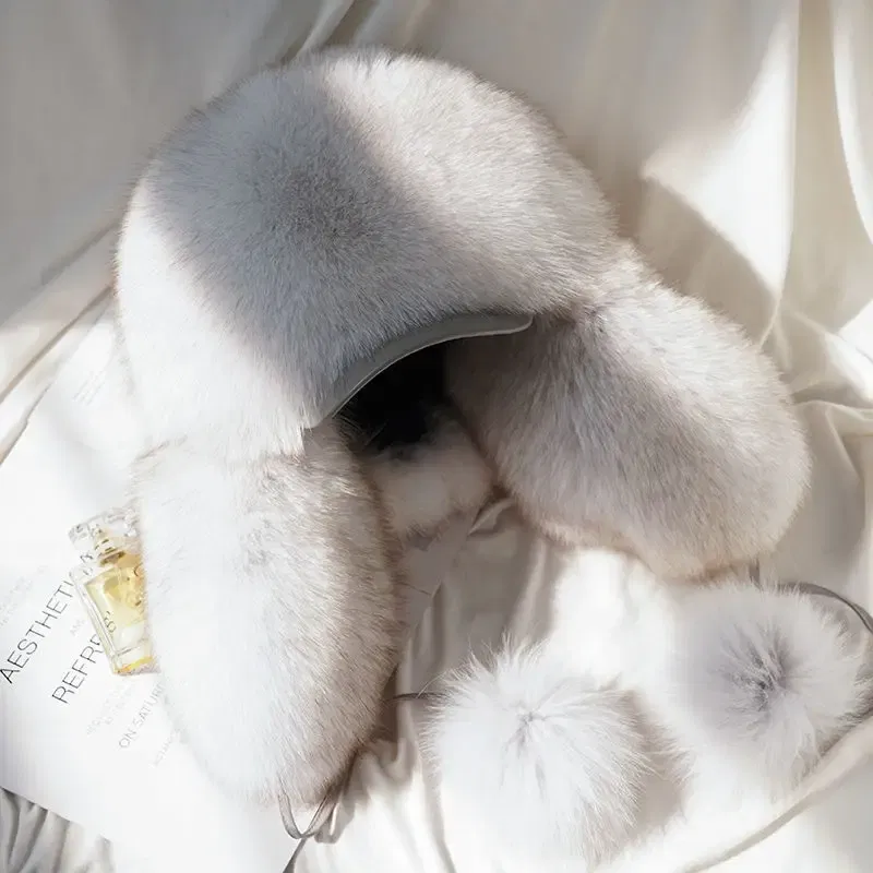 Color: green, Hat Size: One Size - Real Fur 100% Fox Skin Russian Businessmen Pilot Bombers Full Mao Men's hat Ushanka Winter Ear Guard Hat Raccoon Fur Beanie hat