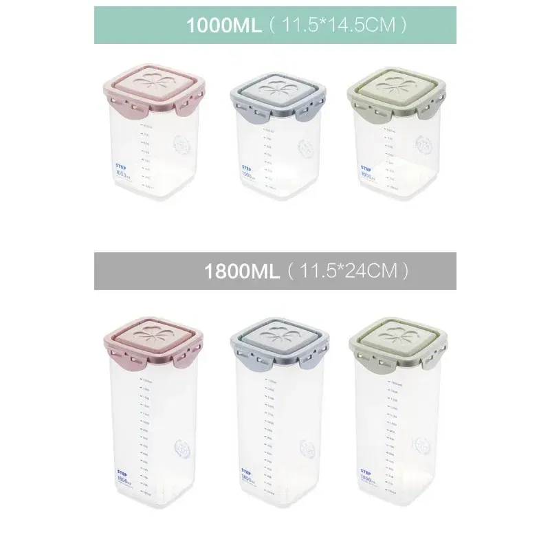Color: Army Green - WBBOOMING Healthy Plastic Box Food Storage Box Storage Tank Airtight Plastic Containers Sealed Cans For Coarse Cereals Grains
