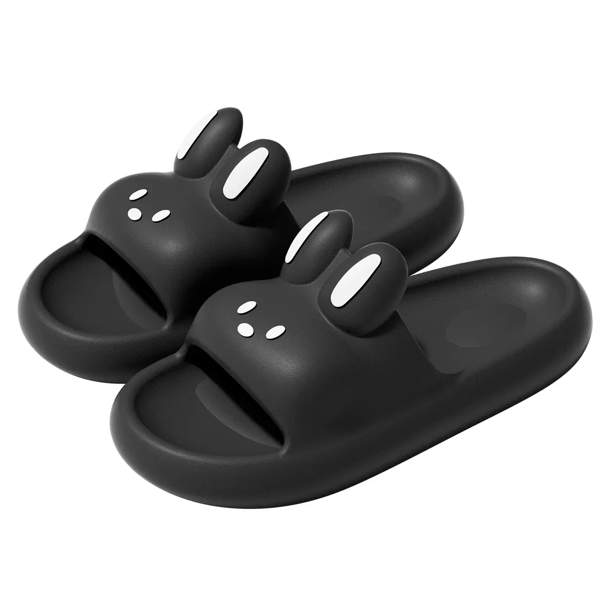 Color: black, Shoe Size: 38 - Pillow Rabbit Slippers for Women and Men | House Slides Shower Sandals | Extremely Comfy | Cushioned Thick Sole