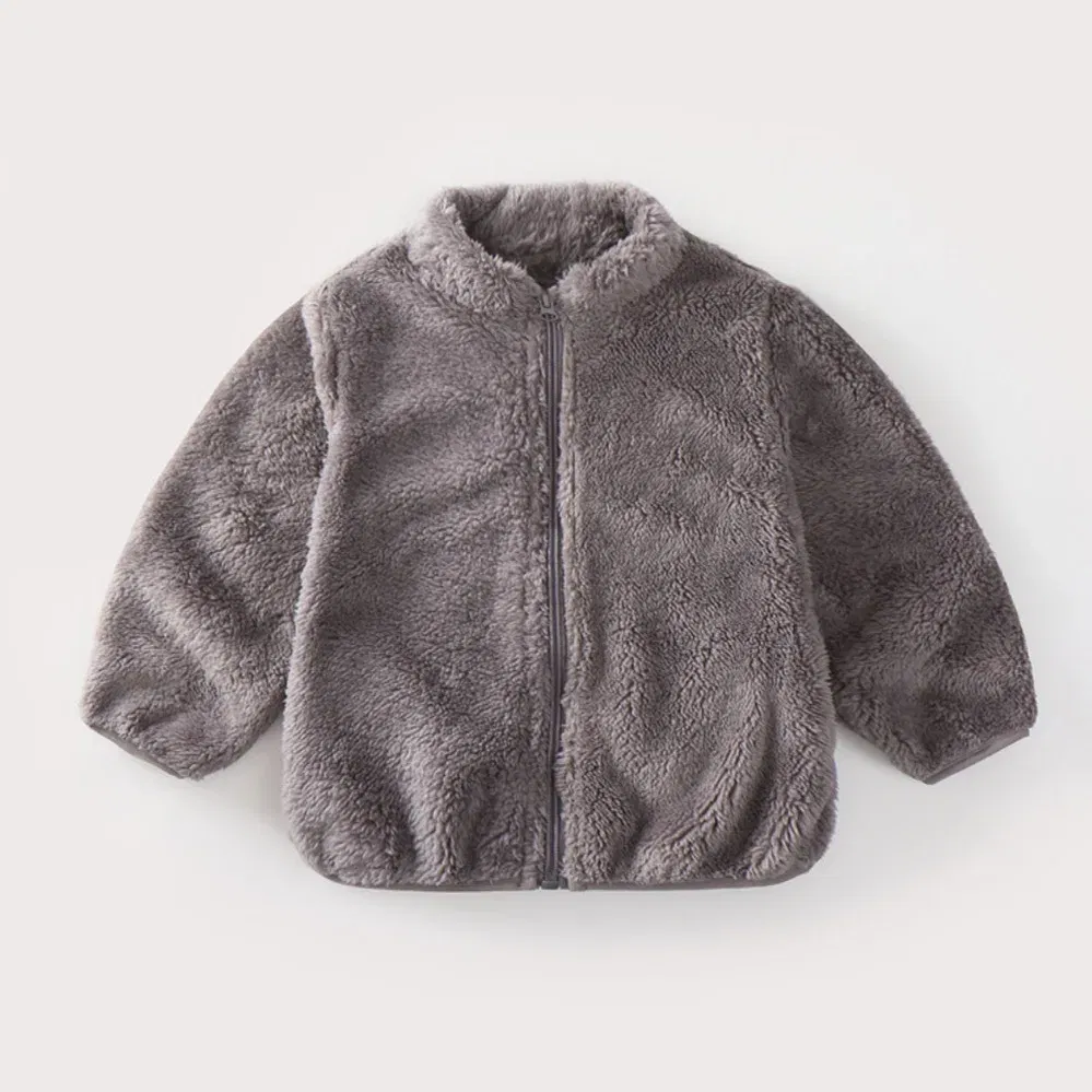 Color: black, Kid Size: 9M - Child Autumn Winter Costume Solid Color Outerwear Casual Loose Long Sleeve Tops Plush Jacket Boys Girls Fashion Simple Coats