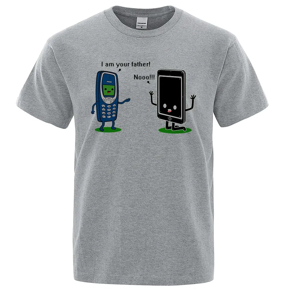 Color: Gold, Size: XXXL - I'm your father Funny phone T-Shirts Men Women Casual Short Sleeve Crewneck Breathable Tops Cotton Summer Hip Hop Tee Clothing