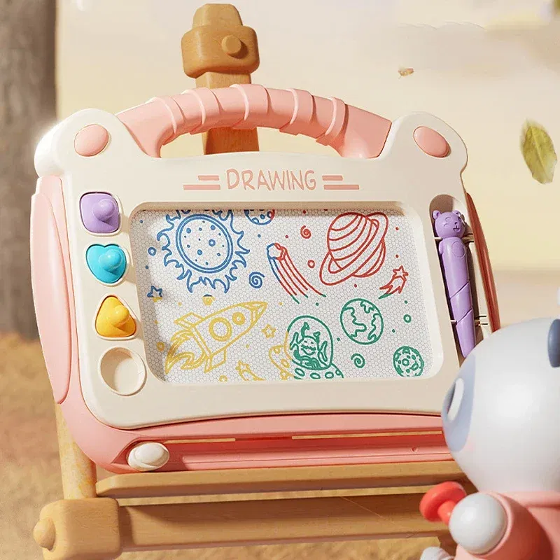 Color: WHITE - Children Cartoon Drawing Board Baby Puzzle Magnetic Writing Board Toy Graffiti Magnetic Drawing Board Montessori Toy for Kids