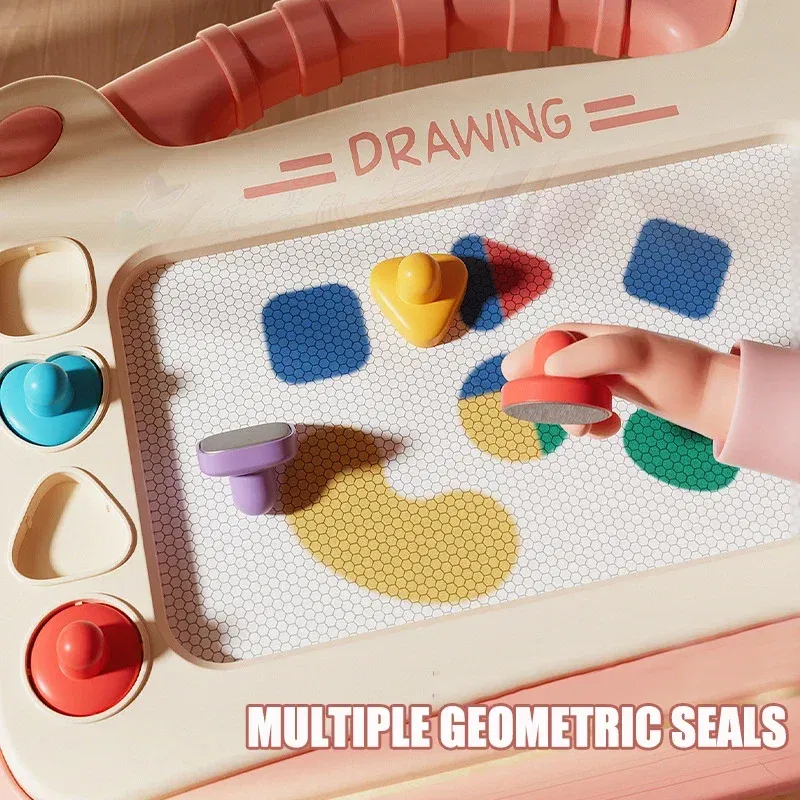 Color: WHITE - Children Cartoon Drawing Board Baby Puzzle Magnetic Writing Board Toy Graffiti Magnetic Drawing Board Montessori Toy for Kids