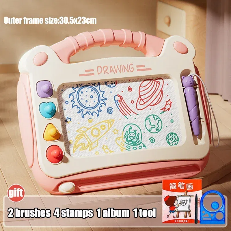 Color: WHITE - Children Cartoon Drawing Board Baby Puzzle Magnetic Writing Board Toy Graffiti Magnetic Drawing Board Montessori Toy for Kids