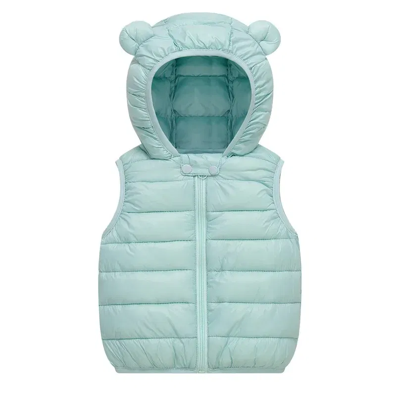 Color: Orange, Kid Size: 3T - Baby Boys Girl Warm Down Vest Toddler Cotton Waistcoat Children Autumn and Winter Clothes Kids Hooded Jackets 1-6 Years Old