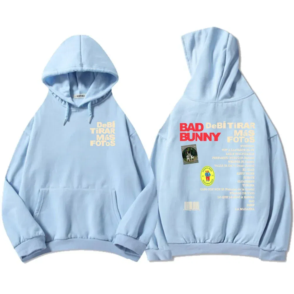 Color: ROYAL BLUE, Size: XL - Unisex Streetwear Bad Bunny DTMF Hoodies 2025 New Album Deb?­ Tirar Más Fotos Printing Sweatshirts Winter Comfortable Male Hoodie