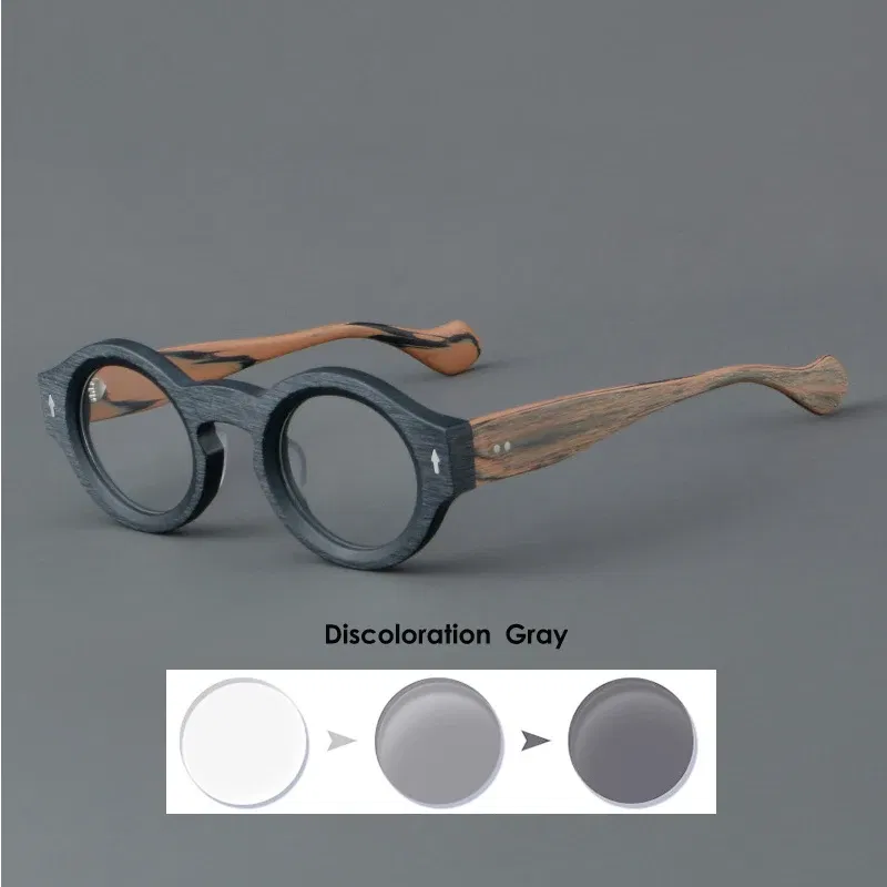 Frame Color: Gold, Eye Prescription: +225 - VCKA Round Acetate Reading Glasses Frame Retro Men Prescription Anti-blue discolor Women Custom Optics Retro Eyewear +0.50to +10