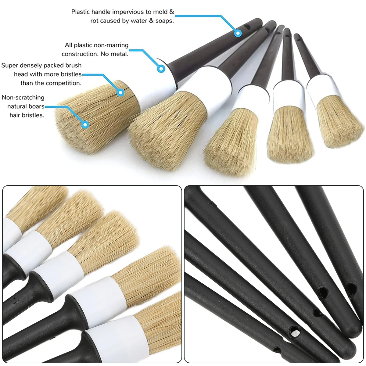 Color: GRAY - Car Detailing Brush Set Car Cleaning Brushes Sponges Towels for Car Air Vents Rim Cleaning Dirt Dust Clean Tool Wash Accessories
