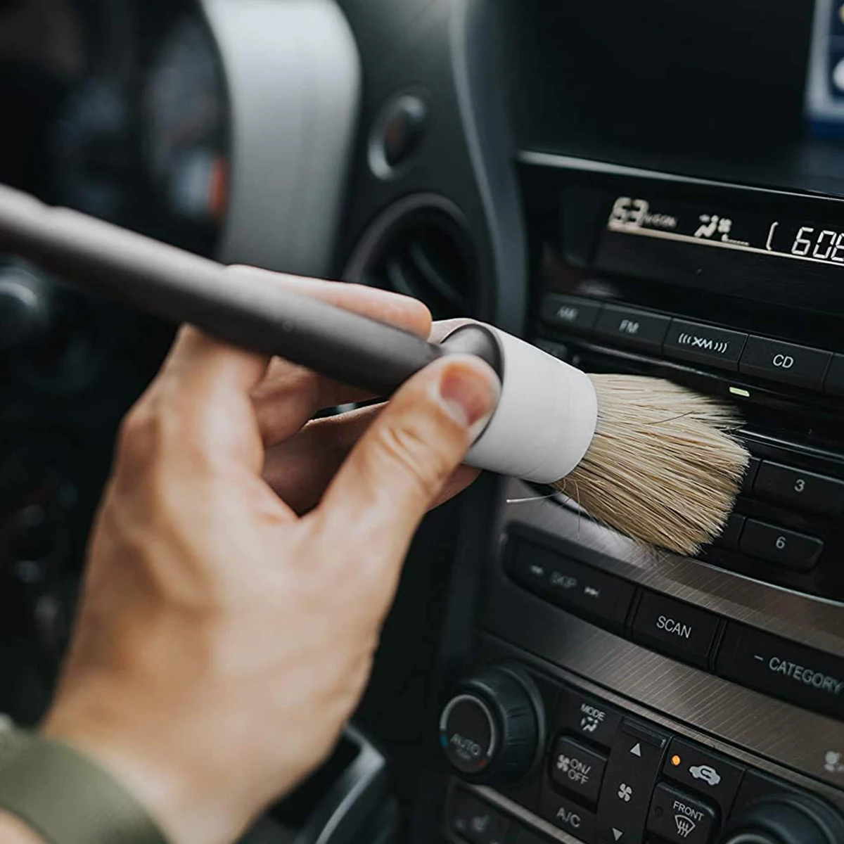 Color: GRAY - Car Detailing Brush Set Car Cleaning Brushes Sponges Towels for Car Air Vents Rim Cleaning Dirt Dust Clean Tool Wash Accessories