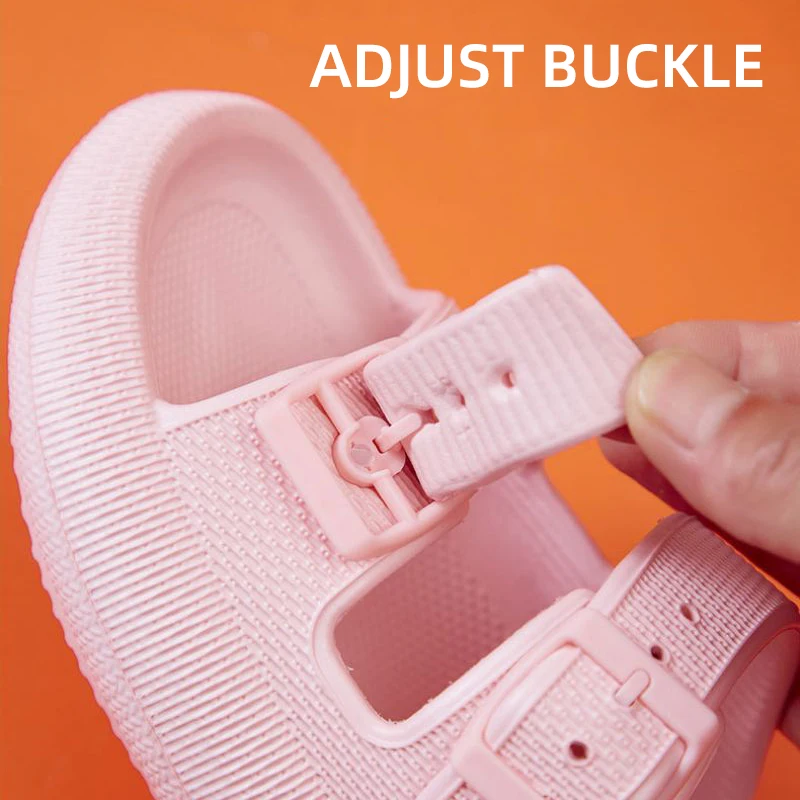 Color: Chocolate, Shoe Size: 4 - Fashion Buckle Thick Platform Slippers Women Home Soft Sole eva Cloud Slides Sandals Woman 2023 Summer Non Slip Beach Flip Flops