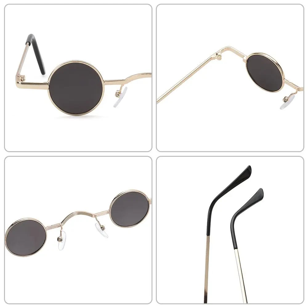Lenses Color: Blue, Frame Color: WHITE - Small Round Rock Punk Sunglasses for Women Men Ultra Metal Frame Hip Hop Sun Glasses Candy Color Fashion Shades Driving Eyewear