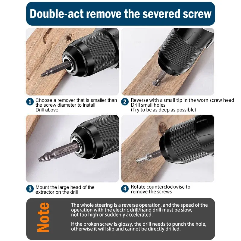 Color: WHITE - Broken Double Head Screw Extractor Sliding Thread And Broken Wire Remover 4341 Hexagon Drill Set Broken Wire Extractor